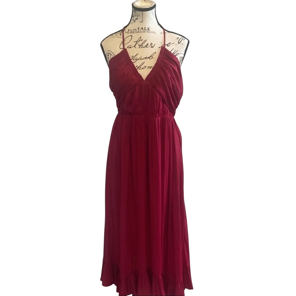 Anthropologie Red Maxi Dress with Ruffled Hem - Picture 5 of 15